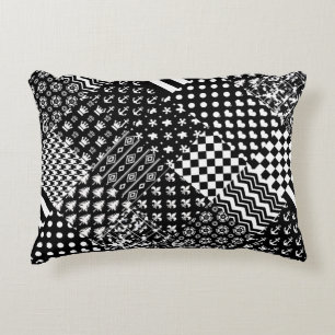 Minimalist Black White Mixed Pattern Style  Decorative Cushion