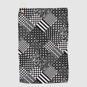 Minimalist Black White Mixed Pattern Style Golf Towel