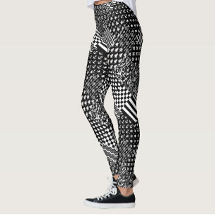Minimalist Black White Mixed Pattern Style  Leggings
