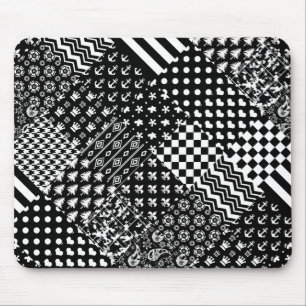Minimalist Black White Mixed Pattern Style  Mouse Mat