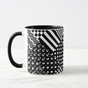 Minimalist Black White Mixed Pattern Style  Mug