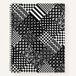 Minimalist Black White Mixed Pattern Style Notebook