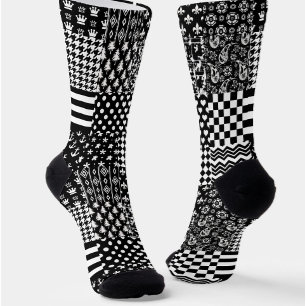 Minimalist Black White Mixed Pattern Style  Socks