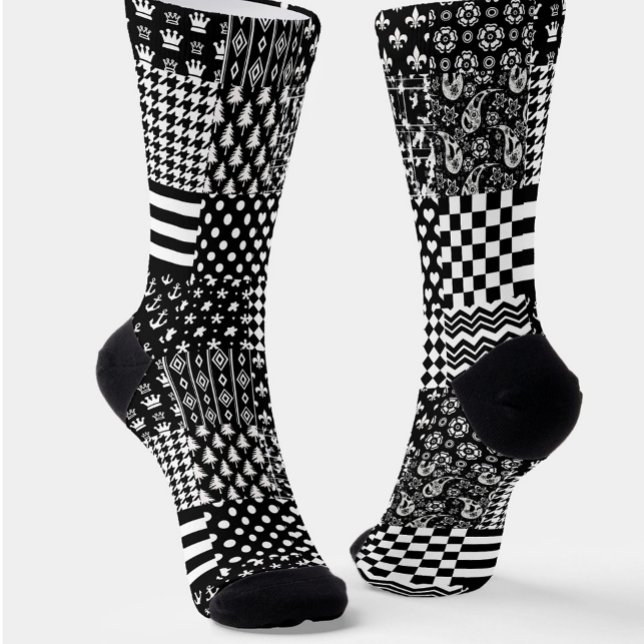 Minimalist Black White Mixed Pattern Style  Socks (Creator Uploaded)