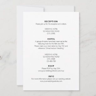Minimalist Black White Modern All In One Wedding Invitation