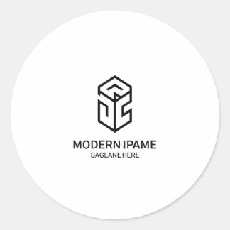 Minimalist Black & White Modern Business Logo  Classic Round Sticker