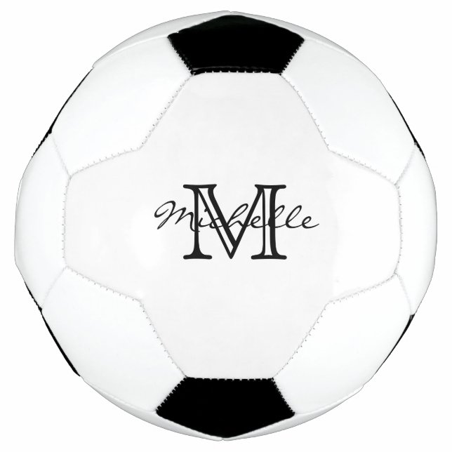 Minimalist Black White Modern Elegant Monogram Football (Front)