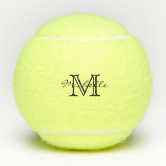 Minimalist Black White Modern Elegant Monogram Tennis Balls