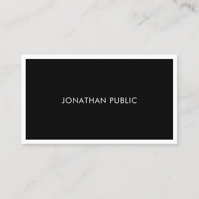 Minimalist Black White Modern Elegant Plain Chic Business Card (Front)