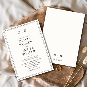 Minimalist Black & White Modern Elegant Wedding Invitation