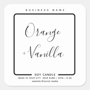 Minimalist black white Modern luxury  candle   Square Sticker