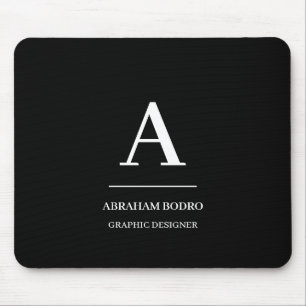 Minimalist Black White Modern Personalized Mouse Mat
