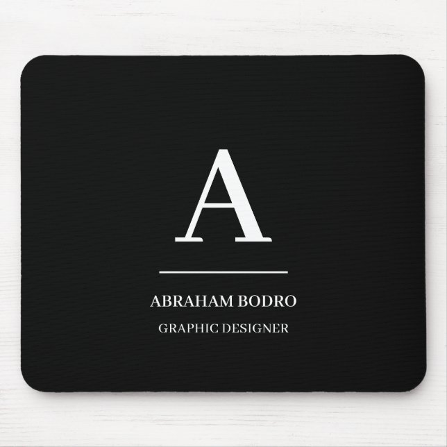 Minimalist Black White Modern Personalized  Mouse Mat (Front)