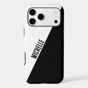 Minimalist Black & White Modern Split Custom Name