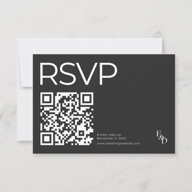 Minimalist Black & White Modern Typography RSVP Card (Front)