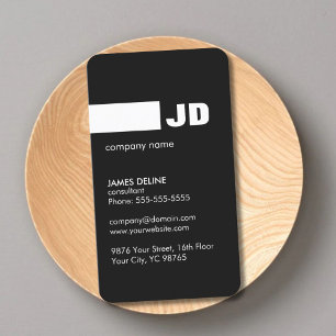 Minimalist Black White Monogram Consultant Business Card