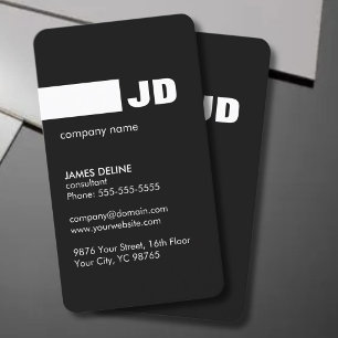 Minimalist Black White Monogram Consultant Business Card