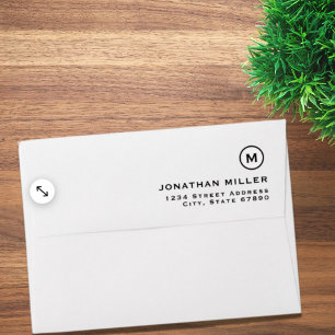Minimalist Black White Monogram Emblem Envelope