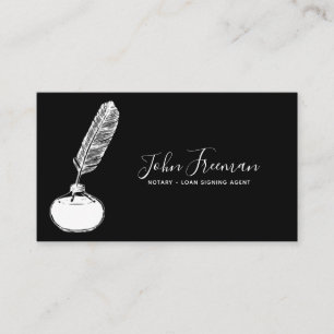 Minimalist Black & White Notary Loan Signing Agent Business Card