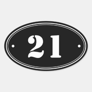 Minimalist Black & White Numbers Oval Stickers