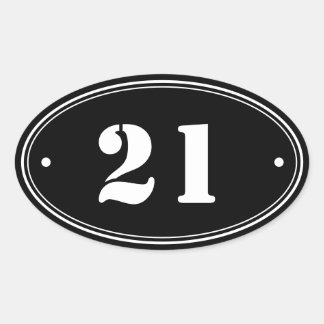 Minimalist Black & White Numbers Oval Stickers