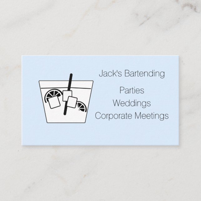 Minimalist Black & White on Blue Business Card (Front)
