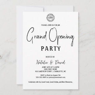 Minimalist Black White Open House Grand Opening Invitation