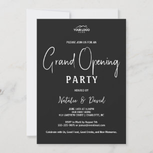 Minimalist Black White Open House Grand Opening Invitation