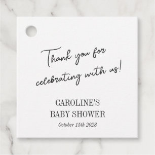 Minimalist Black White Personalised Baby Shower Favour Tags