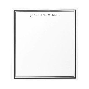Minimalist Black White Personalised Name Template Notepad