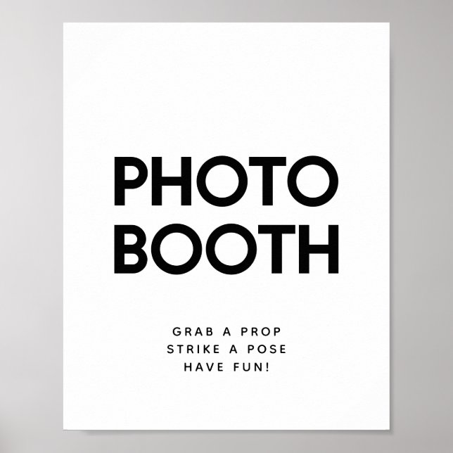 Minimalist Black & white Photo booth wedding sign (Front)