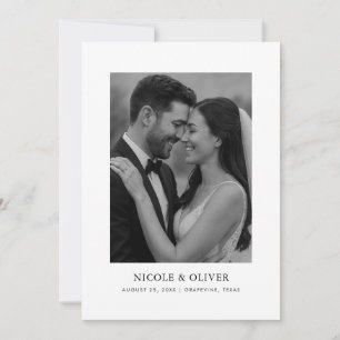 Minimalist Black White Photo Typography Wedding Save The Date
