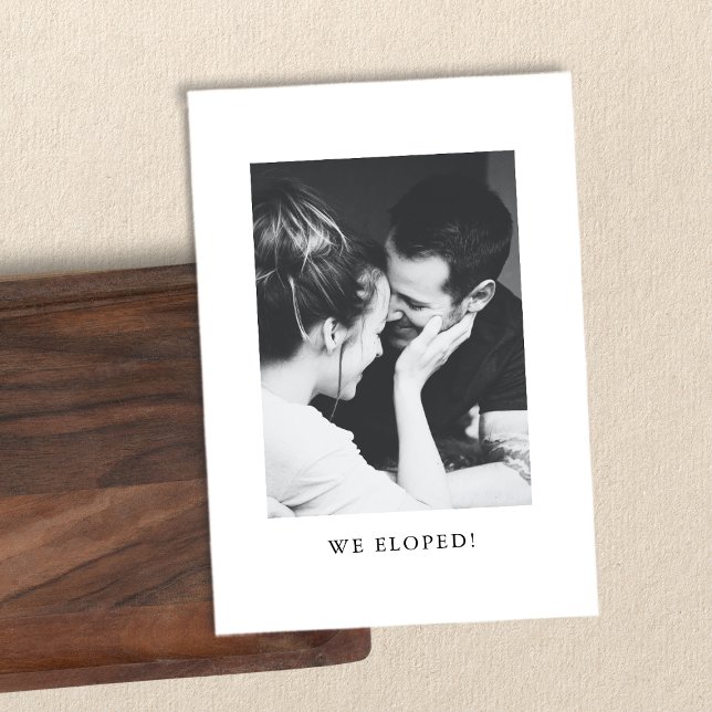 Minimalist Black White Photo We Eloped Party  Invitation (Creator Uploaded)