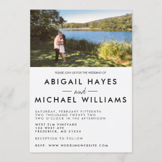Minimalist Black & White Photo Wedding Invitation