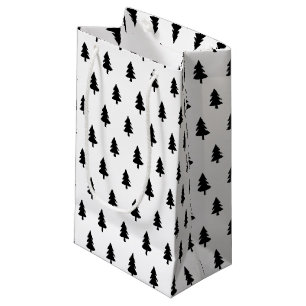 Minimalist Black White PINE TREE CHRISTMAS CUSTOM Small Gift Bag
