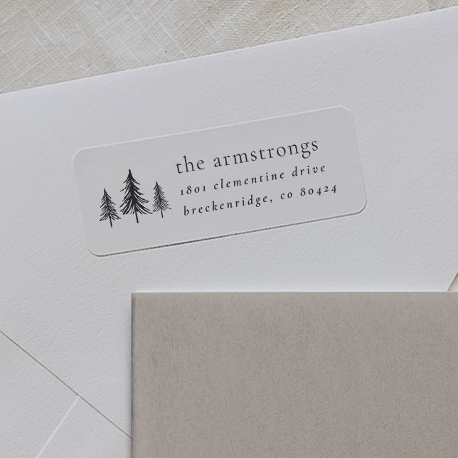 Minimalist Black & White Pine Tree Return Address (Creator Uploaded)