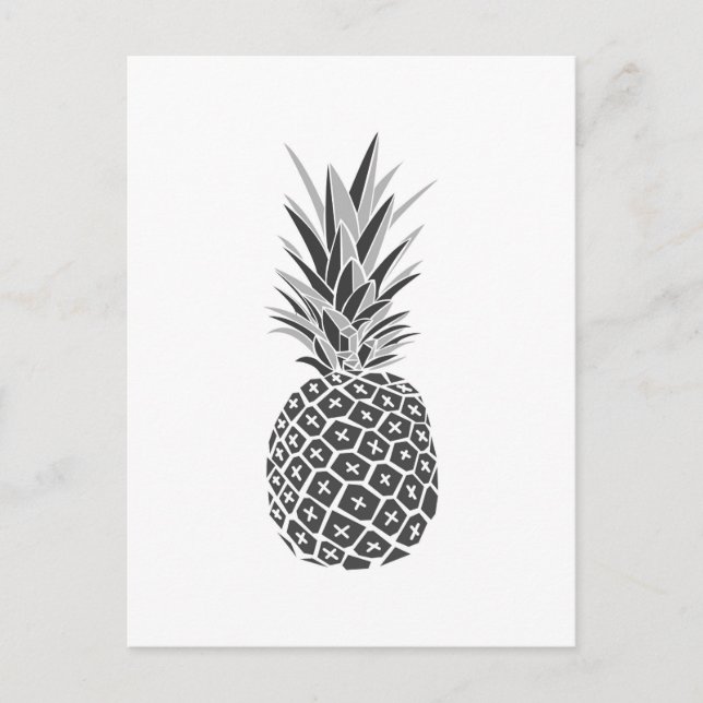 Minimalist Black & White Pineapple Postcard (Front)