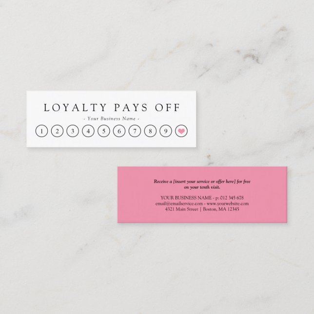 Minimalist Black White Pink Loyalty Punch (Front/Back)