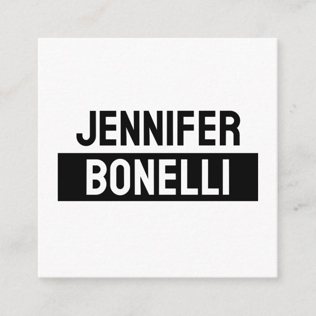 Minimalist Black & White Plain Elegant Modern Name Enclosure Card (Front)