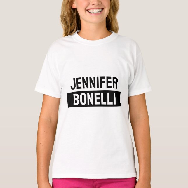 Minimalist Black & White Plain Elegant Modern Name T-Shirt (Front)