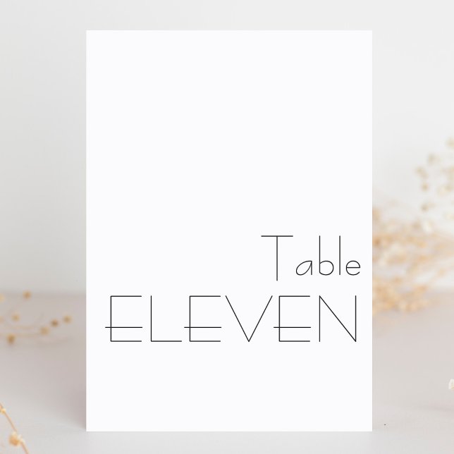 Minimalist Black White Playful Typography ELEVEN Table Number (Creator Uploaded)