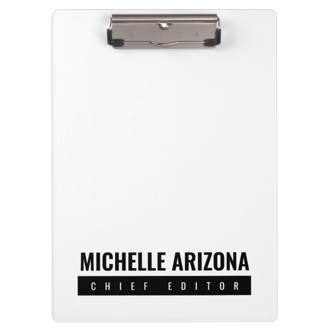 Minimalist Black & White Professional Modern Clipboard (Front)