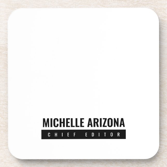 Minimalist Black & White Professional Modern Coaster (Front)