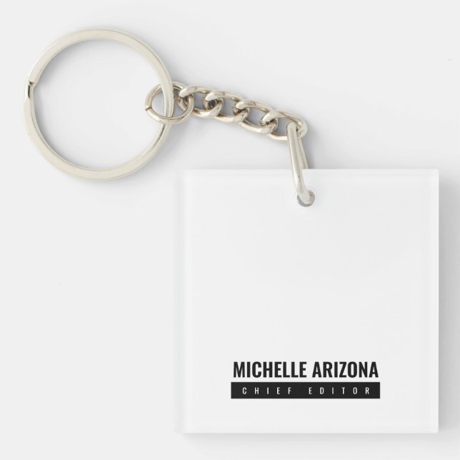 Minimalist Black & White Professional Modern Key Ring (Front)