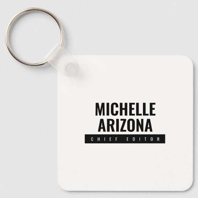 Minimalist Black & White Professional Modern Key Ring (Front)