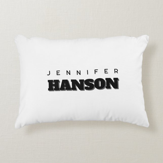 Minimalist Black & White Professional Modern Name Decorative Cushion (Front)