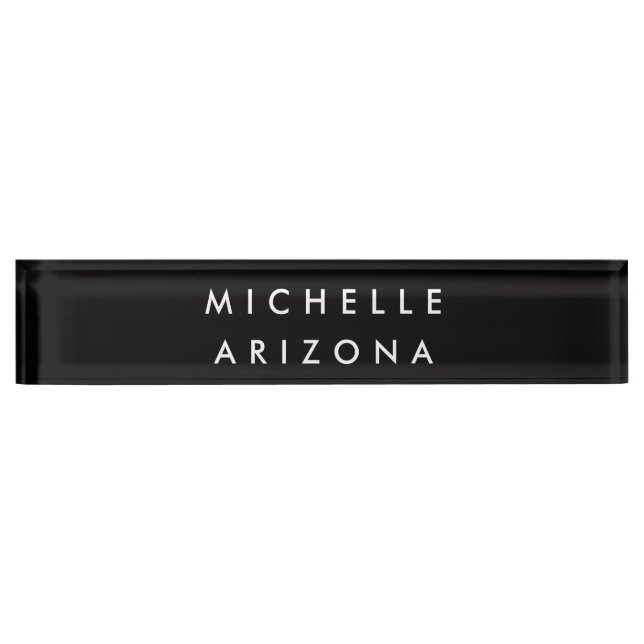 Minimalist Black White Professional Modern Name Nameplate (Front)