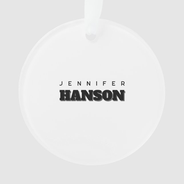 Minimalist Black & White Professional Modern Name Ornament (Front)