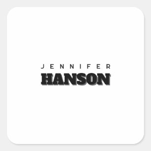 Minimalist Black & White Professional Modern Name Square Sticker