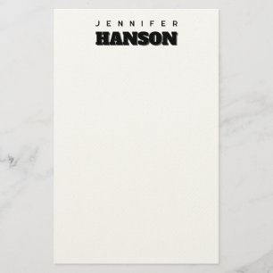 Minimalist Black & White Professional Modern Name Stationery